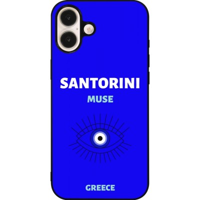 Coque iPhone 16 Plus - Silicone rigide noir Pop Summer Destination Santorini