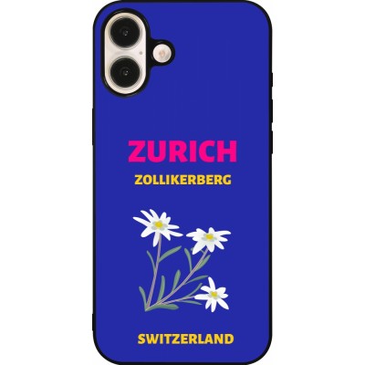 Coque iPhone 16 Plus - Silicone rigide noir Pop Summer Destination Zurich