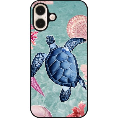 Coque iPhone 16 Plus - Silicone rigide noir Preppy Turtle