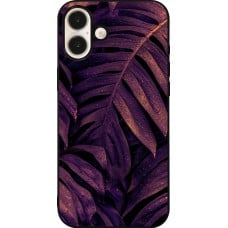 Coque iPhone 16 Plus - Silicone rigide noir Purple Light Leaves