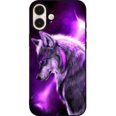 Coque iPhone 16 Plus - Silicone rigide noir Purple Sky Wolf