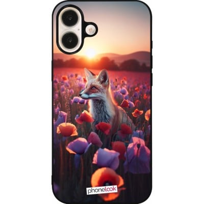 Coque iPhone 16 Plus - Silicone rigide noir Renard pourpre au crépuscule