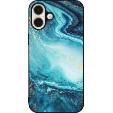 Coque iPhone 16 Plus - Silicone rigide noir Sea Foam Blue