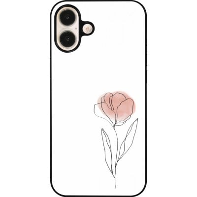 Coque iPhone 16 Plus - Silicone rigide noir Spring 23 minimalist flower