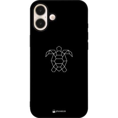 Coque iPhone 16 Plus - Silicone rigide noir Turtles lines on black