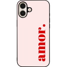 Coque iPhone 16 Plus - Silicone rigide noir Valentine 2024 amor