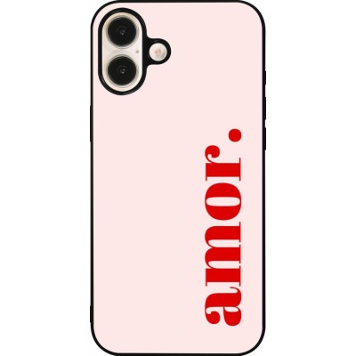 Coque iPhone 16 Plus - Silicone rigide noir Valentine 2024 amor