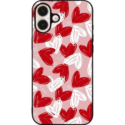 Coque iPhone 16 Plus - Silicone rigide noir Valentine 2024 with love heart