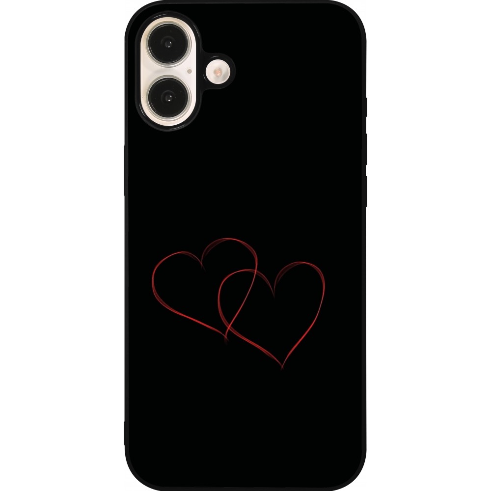 Coque iPhone 16 Plus - Silicone rigide noir Valentine 2023 attached heart