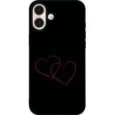 Coque iPhone 16 Plus - Silicone rigide noir Valentine 2023 attached heart