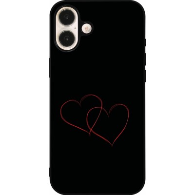 Coque iPhone 16 Plus - Silicone rigide noir Valentine 2023 attached heart