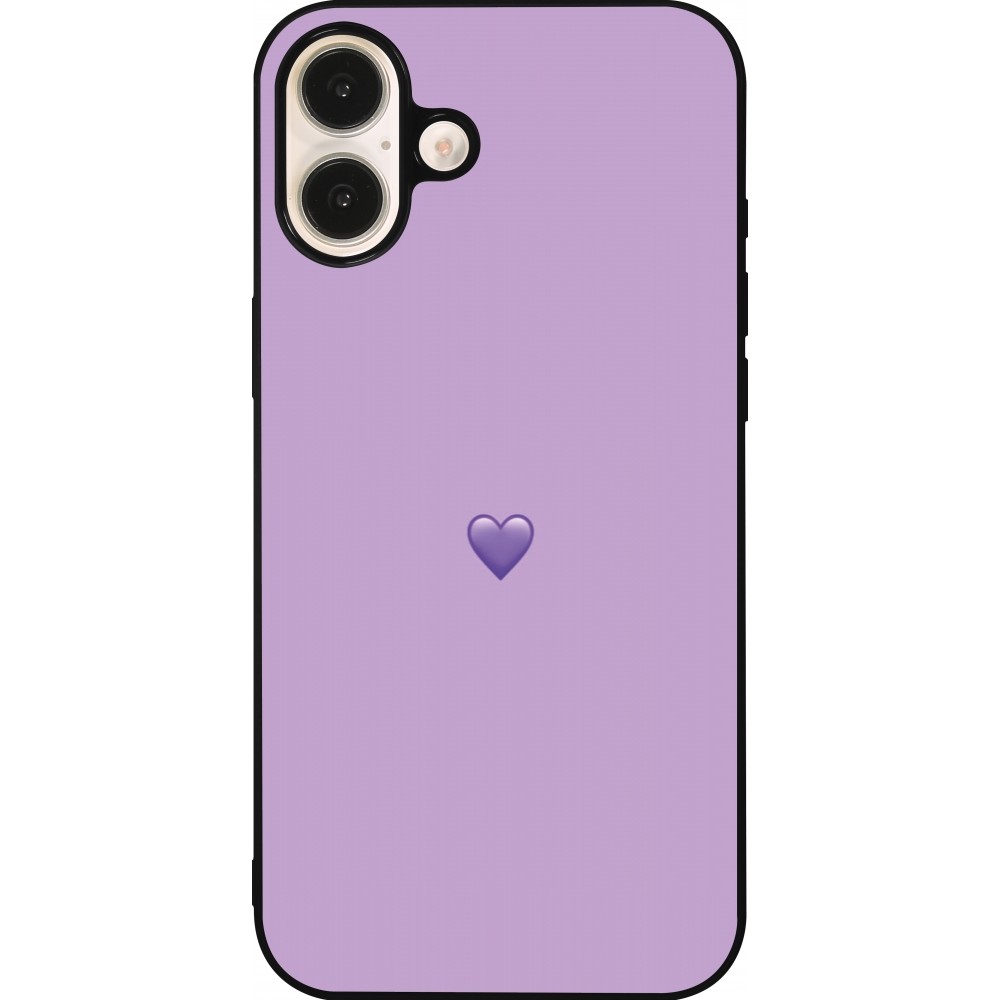 Coque iPhone 16 Plus - Silicone rigide noir Valentine 2023 purpule single heart