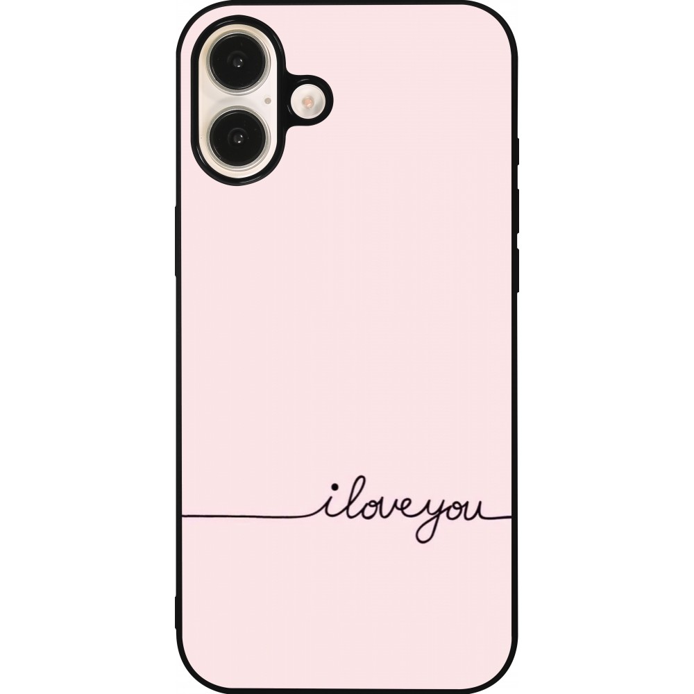 Coque iPhone 16 Plus - Silicone rigide noir Valentine 2023 i love you writing