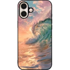 Coque iPhone 16 Plus - Silicone rigide noir Wave Sunset