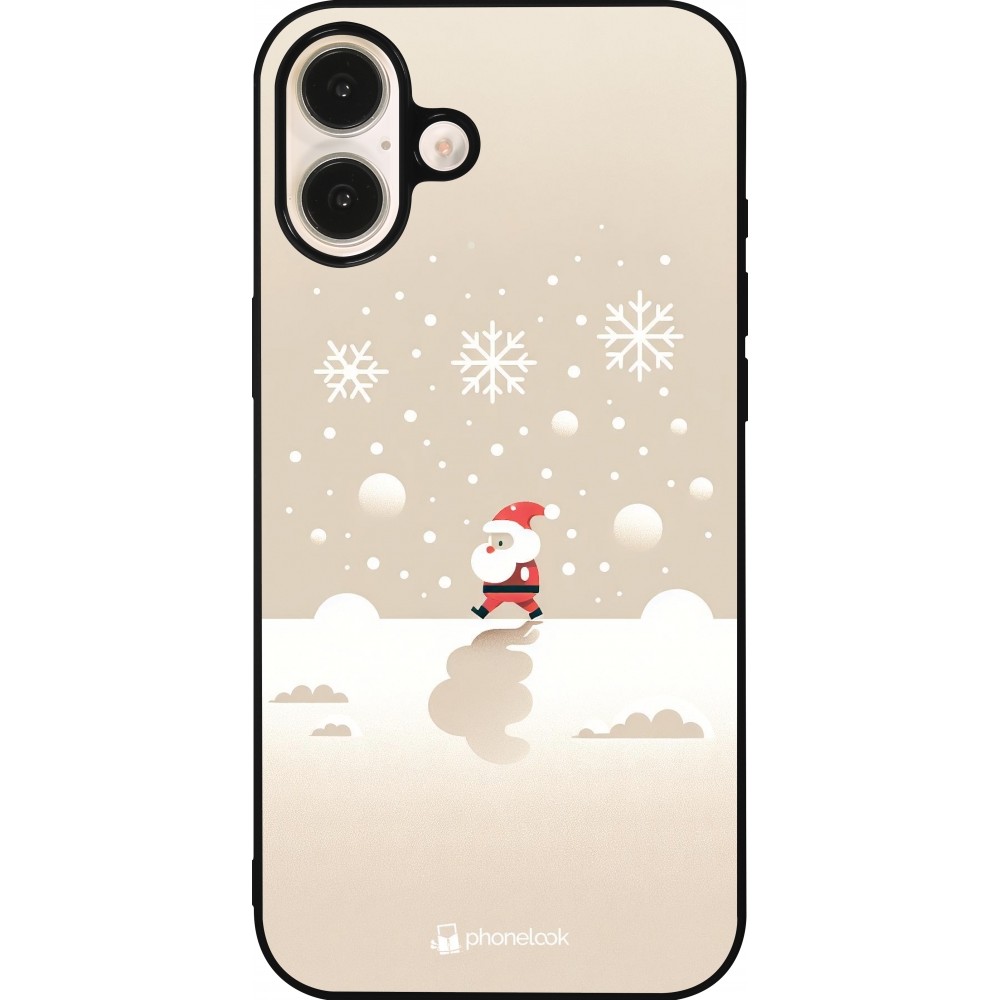 Coque iPhone 16 Plus - Silicone rigide noir Noël 2023 Minimalist Santa