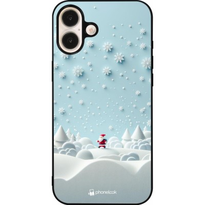 Coque iPhone 16 Plus - Silicone rigide noir Noël 2023 Petit Père Flocon