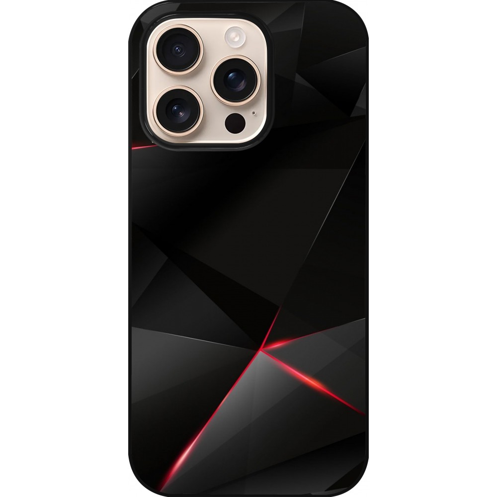 iPhone 16 Pro Case Hülle - Black Red Lines