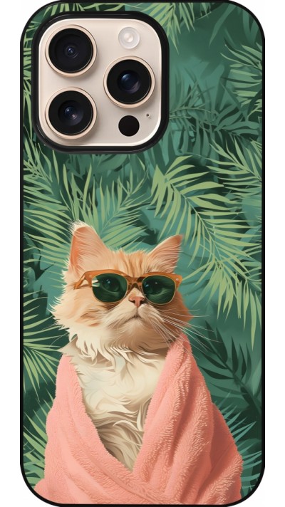 Coque iPhone 16 Pro - Cat Summer Palms