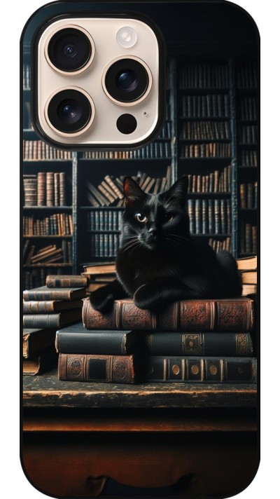 Coque iPhone 16 Pro - Chat livres sombres