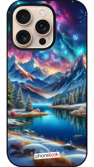 Coque iPhone 16 Pro - Fantasy Mountain Lake Sky Stars