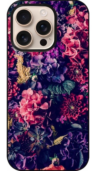 Coque iPhone 16 Pro - Flowers Dark