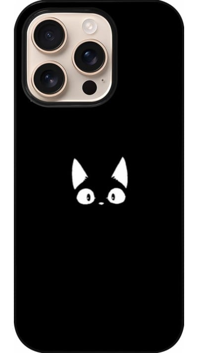 Coque iPhone 16 Pro - Funny cat on black