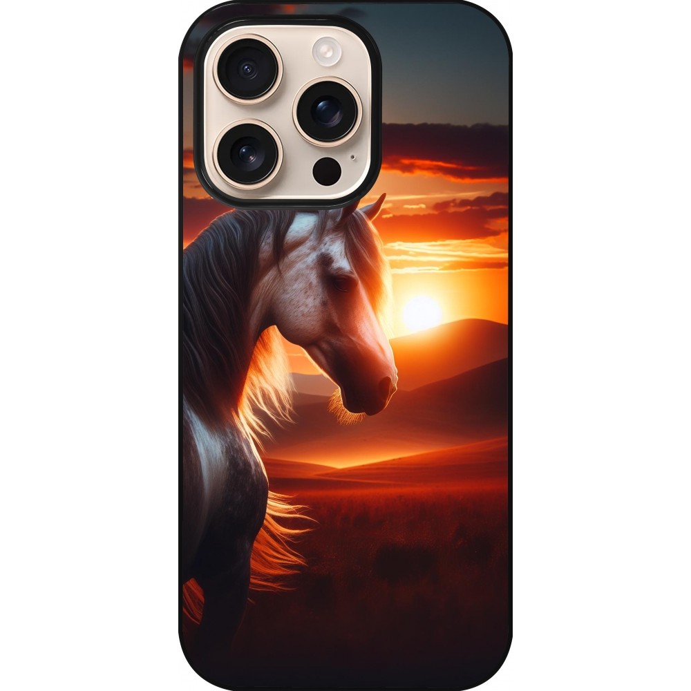 iPhone 16 Pro Case Hülle - Majestätischer Sonnenuntergang Pferd