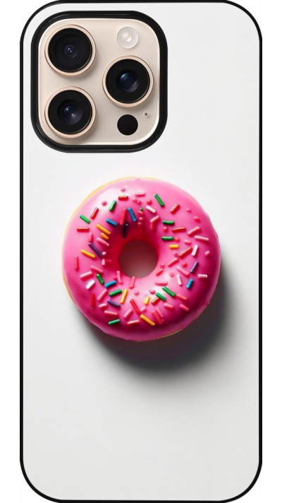 iPhone 16 Pro Case Hülle - Weisser Hintergrund, pinker Donut