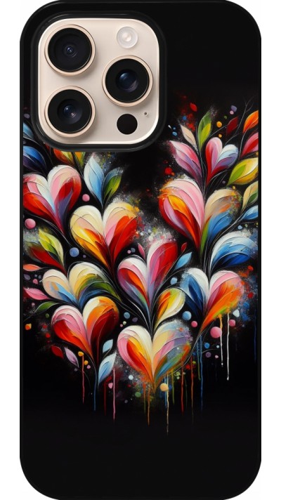 Coque iPhone 16 Pro - Valentine 2024 Coeur Noir Abstrait