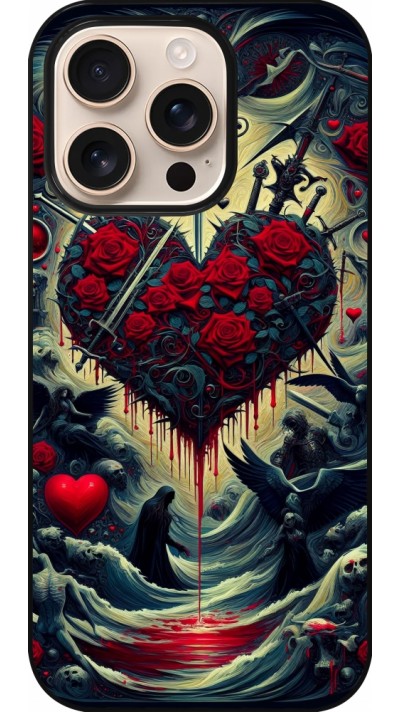 Coque iPhone 16 Pro - Dark Love Coeur Sang