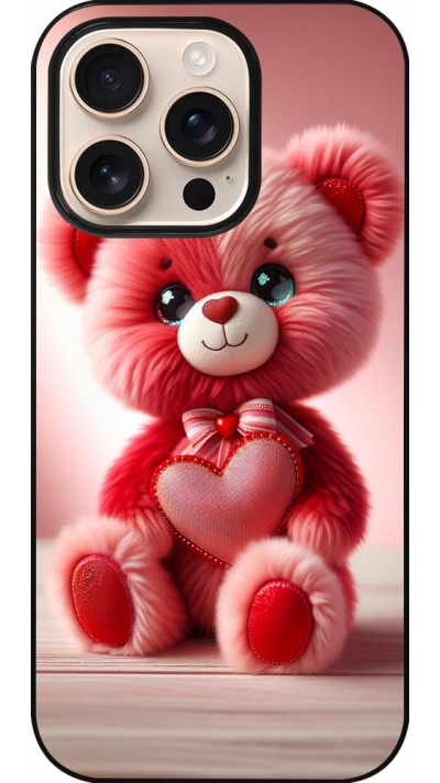 Coque iPhone 16 Pro - Valentine 2024 Ourson rose