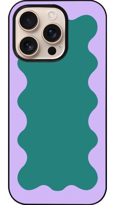 Coque iPhone 16 Pro - Wavy Rectangle Green Purple