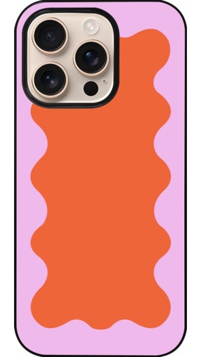 Coque iPhone 16 Pro - Wavy Rectangle Orange Pink