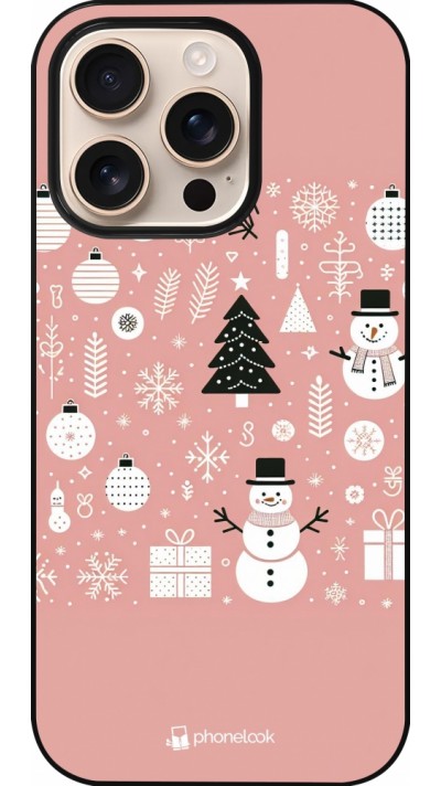 iPhone 16 Pro Case Hülle - Weihnachten 2024 Rose Schneemann Weihnachten