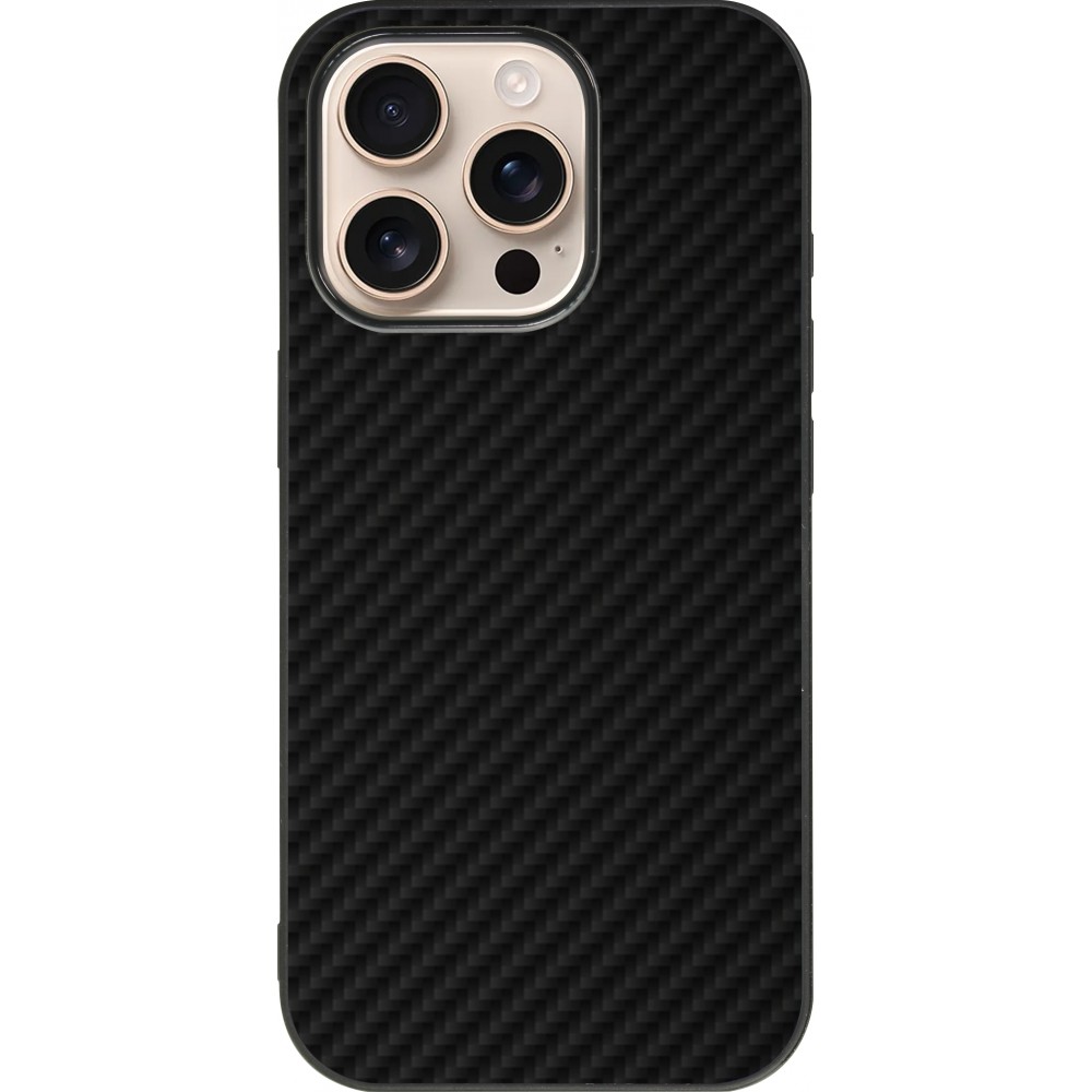 iPhone 16 Pro Case Hülle - Silikon schwarz Carbon Basic