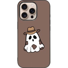 Coque iPhone 16 Pro - Silicone rigide noir Halloween 2024 cowboy ghost