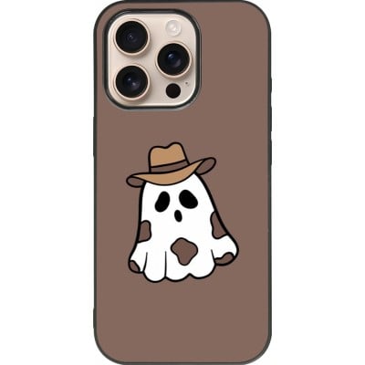 Coque iPhone 16 Pro - Silicone rigide noir Halloween 2024 cowboy ghost