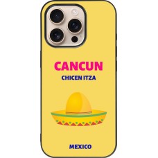 Coque iPhone 16 Pro - Silicone rigide noir Pop Summer Destination Cancun