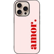 Coque iPhone 16 Pro - Silicone rigide noir Valentine 2024 amor