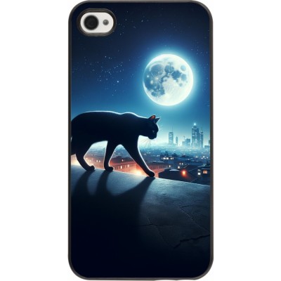 Coque iPhone 4/4s - Chat noir sous la pleine lune