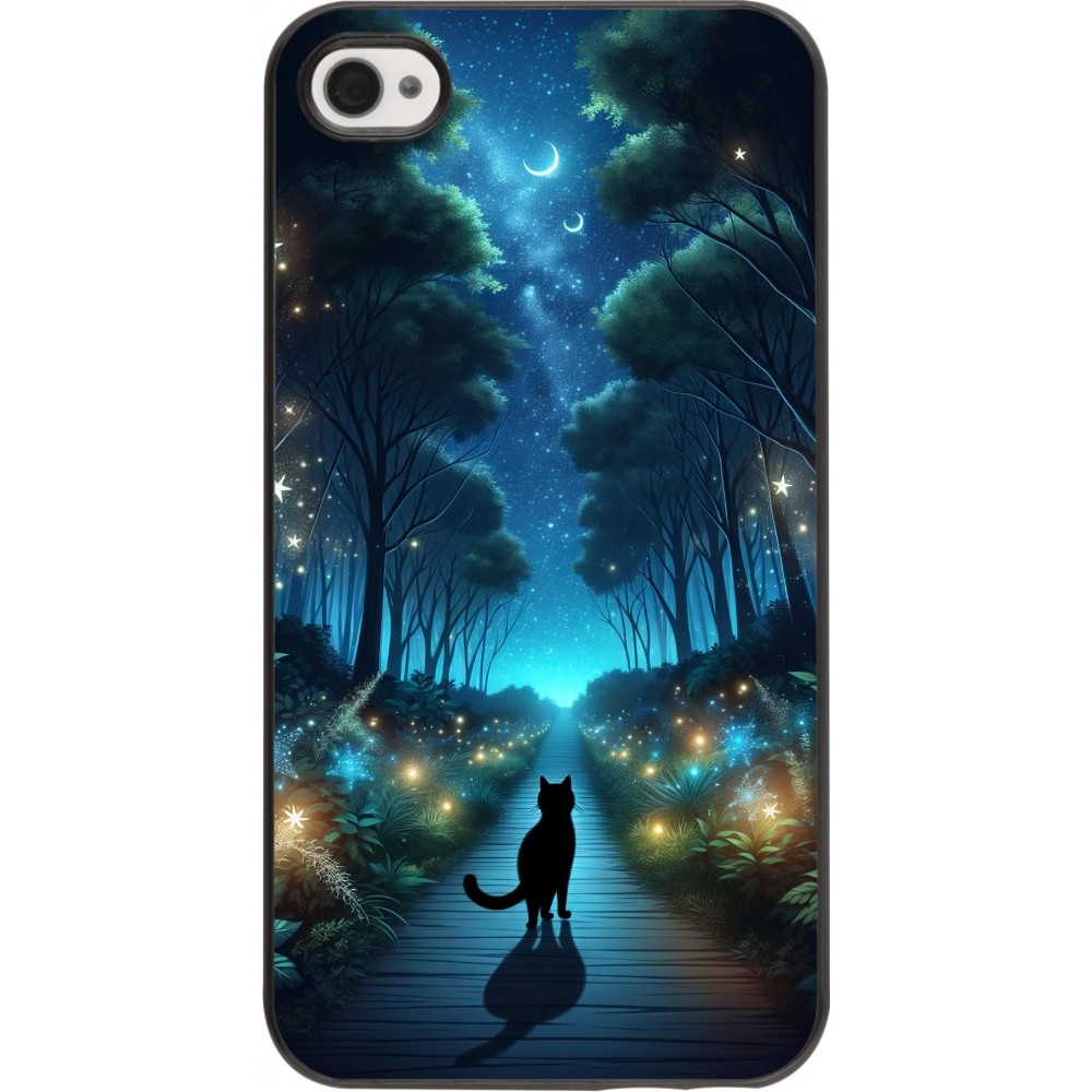 Coque iPhone 4/4s - Chat noir promenade