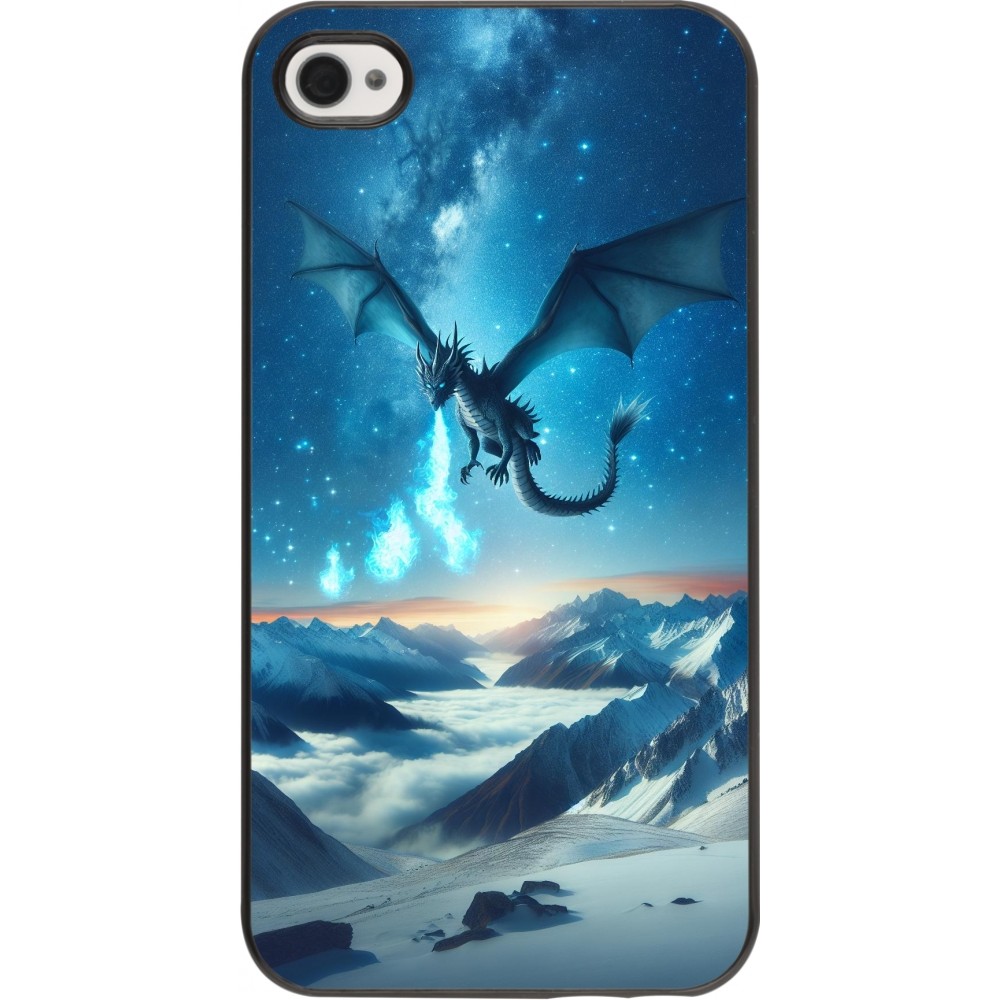 Coque iPhone 4/4s - Dragon nocturne montagne