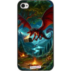 iPhone 4/4s Case Hülle - Drache Fliegend Wald Schatz