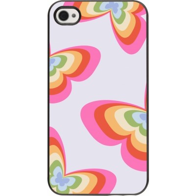 Coque iPhone 4/4s - Easter 2024 rainbow butterflies