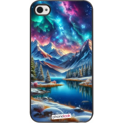 Coque iPhone 4/4s - Fantasy Mountain Lake Sky Stars