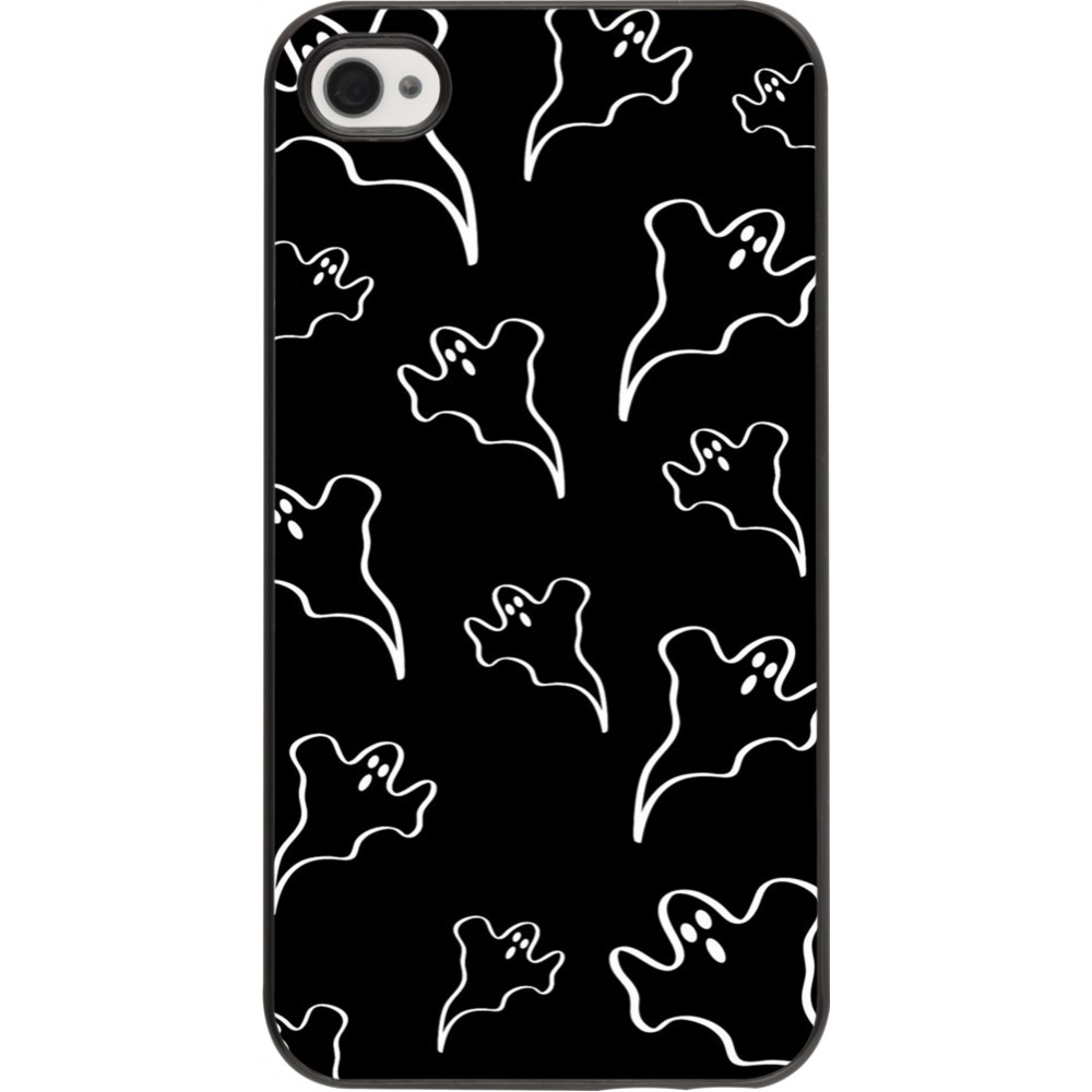 Coque iPhone 4/4s - Halloween 2024 black and white ghosts