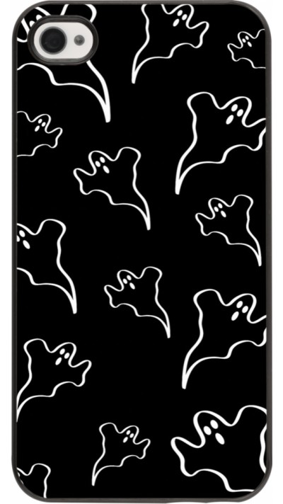 Coque iPhone 4/4s - Halloween 2024 black and white ghosts