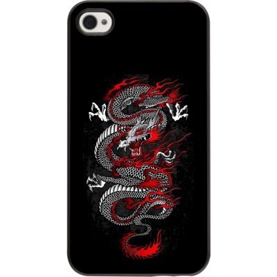 Coque iPhone 4/4s - Japanese style Dragon Tattoo Red Black