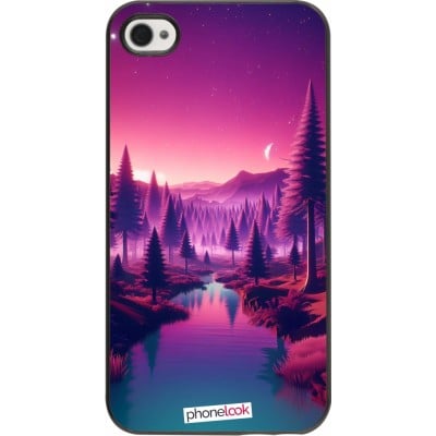 Coque iPhone 4/4s - Paysage Violet-Rose