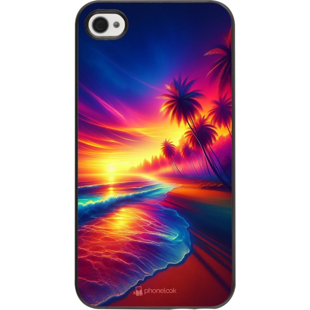 Coque iPhone 4/4s - Plage coucher soleil flashy